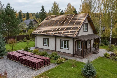 Аккуратный демонтаж металлочерепицы дачи 100 м² в Ступинском районе — снятие с сохранением листов для повторного монтажа