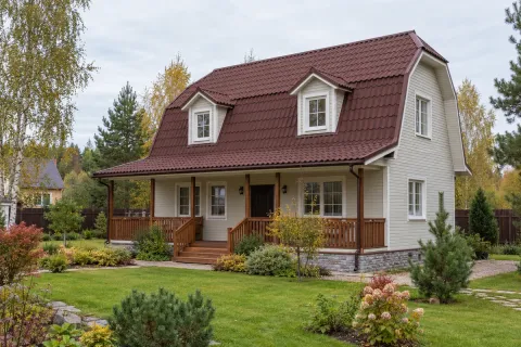 Тёплая кровля из ондулина Onduline Tile на мансардной даче 120 м² в Подольске — утепление 150 мм и пароизоляция