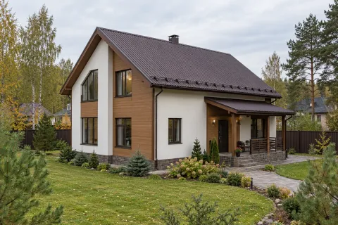 Кровля из профнастила НС35 на доме 180 м² в Одинцово — полный кровельный пирог с утеплением 200 мм и снегозадержателями