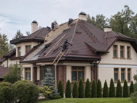 Монтаж кровли из композитной черепицы в Истринском районе — особняк 380 м²