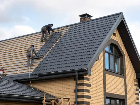 Монтаж кровли из металлочерепицы в Истринском районе — дом 240 м²