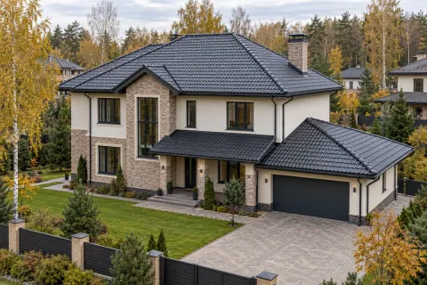 Локальный ремонт керамической черепицы Erlus с защитой от мха на скате 40 м² в Красногорске — замена мембраны