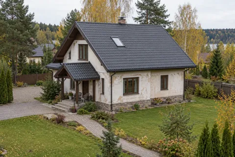 Замена старого деревянного мансардного окна на новое Velux Standard в доме в Балашихинском районе