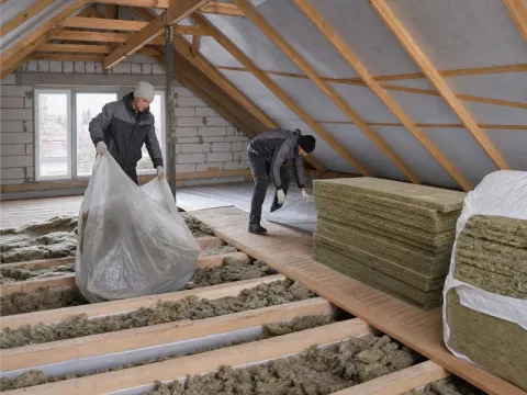 Замена старого утеплителя кровли в Истринском районе